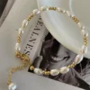 Gold bead pearl bracelet