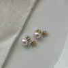 14K gold filled freshwater pearl double stud earrings with natural baroque pearls