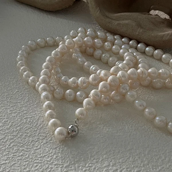 463-2 100cm Threaded Baroque Freshwater Pearl Necklace