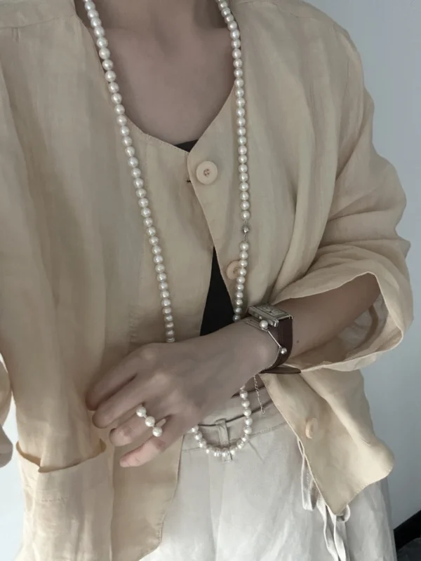 463-5 100cm Threaded Baroque Freshwater Pearl Necklace