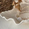 8-9mm Oval-Shaped Baroque Freshwater Pearl Roman Memory Necklace