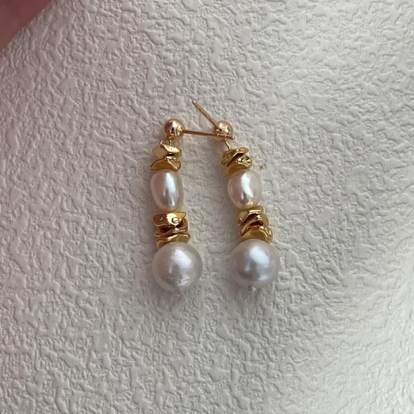 Fusion Grace Earrings – 14K Gold Baroque Pearls