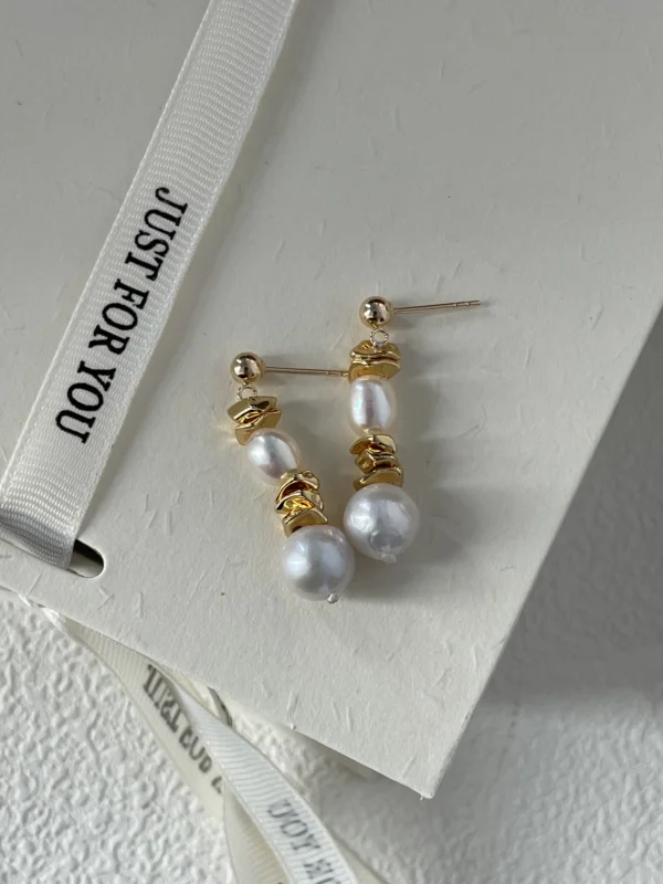 Fusion Grace Earrings – 14K Gold Baroque Pearls