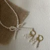 3-4mm Rice-Shaped Baroque Freshwater Pearl Gold Hoop Earrings
