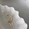 3-4mm Rice-Shaped Baroque Freshwater Pearl Gold Hoop Earrings