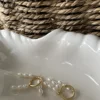 3-4mm Rice-Shaped Baroque Freshwater Pearl Gold Hoop Earrings