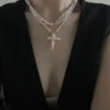 Natural Baroque Pearl Necklace With Cross Pendant