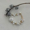 14-16mm Oblate-Shaped Baroque & Keshi Saltwater Pearl Bracelet