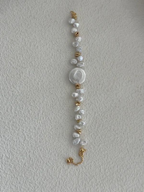 14-16mm Oblate-Shaped Baroque & Keshi Saltwater Pearl Bracelet