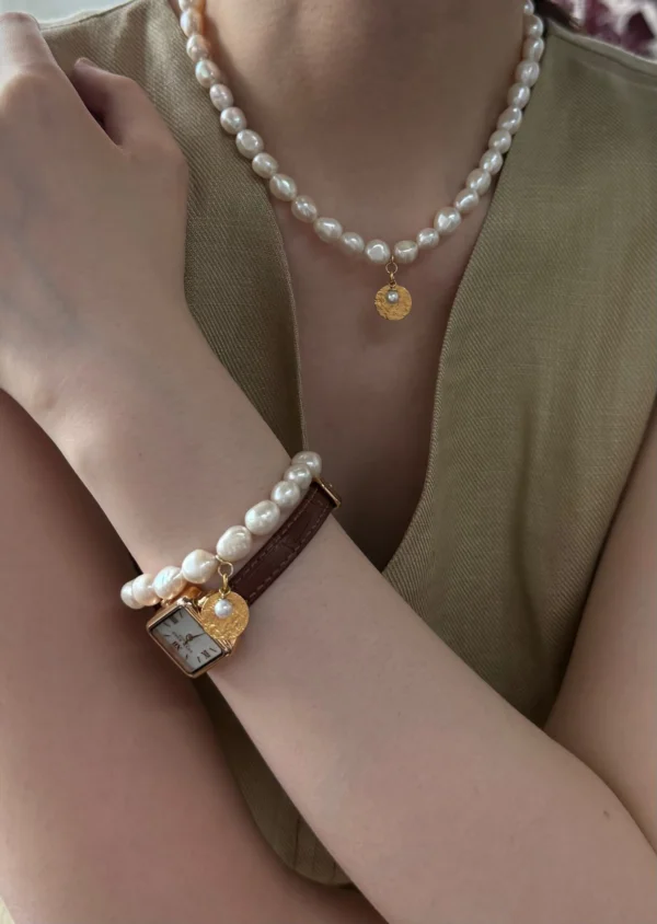 Rare Freshwater Druzy Rosebud Pearl Necklace And Bracelet Set