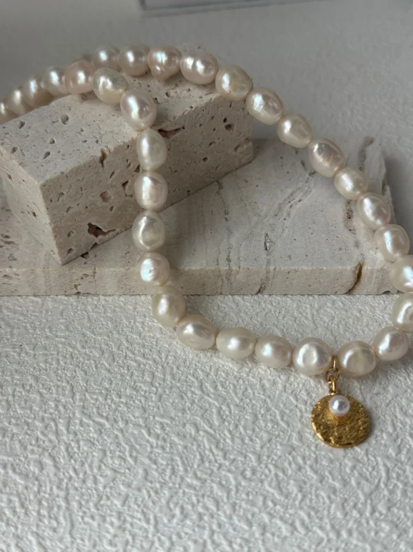 Rare Freshwater Druzy Rosebud Pearl Necklace And Bracelet Set