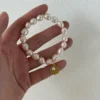 Baroque Freshwater Pearl Bracelet with Gold Coin Charm