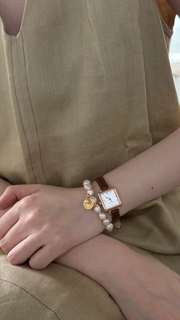 Baroque Freshwater Pearl Bracelet with Gold Coin Charm