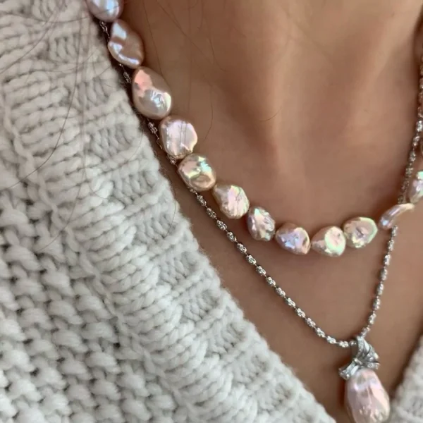Baroque Freshwater Pearl Petal Set (Iridescent Pink Purple)