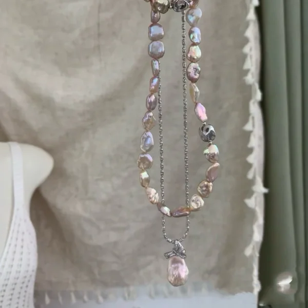Baroque Freshwater Pearl Petal Set (Iridescent Pink Purple)