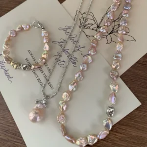 Baroque Freshwater Pearl Petal Set (Iridescent Pink Purple)