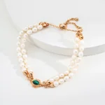 S925 Silver Simple Natural Pearl Malachite Bracelet