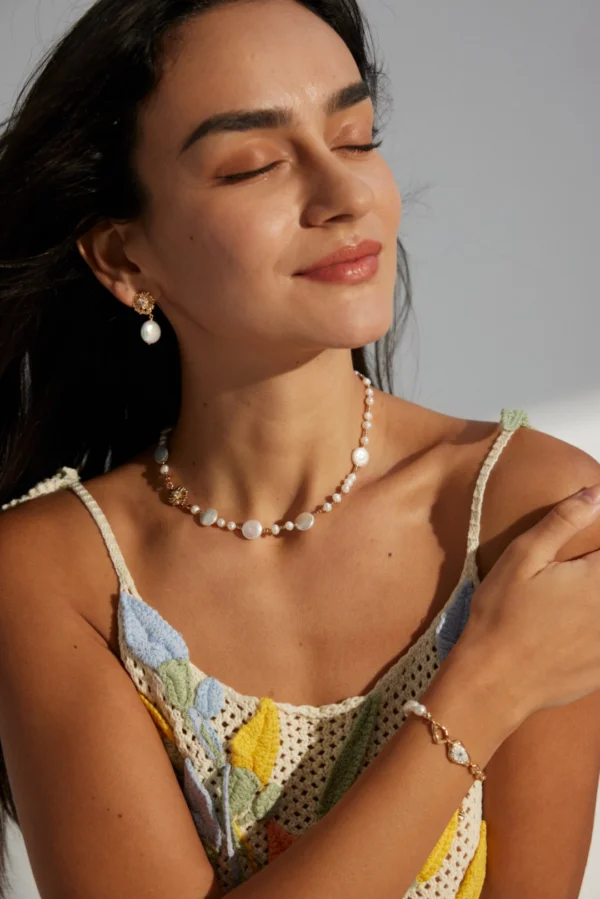 D0493-2_7 Baroque Pearl Floral Pendant Necklace – Antique Gold Finish, 925 Silver