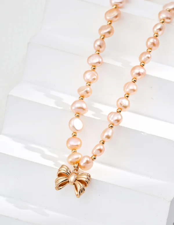 S925 silver natural baroque pearl necklace