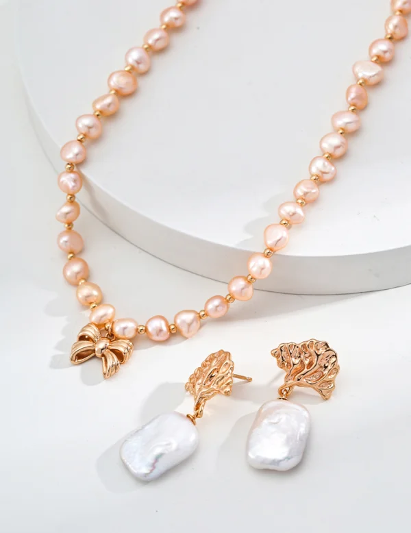 S925 silver natural baroque pearl necklace