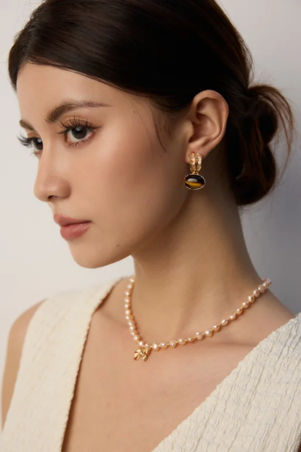 S925 silver natural baroque pearl necklace