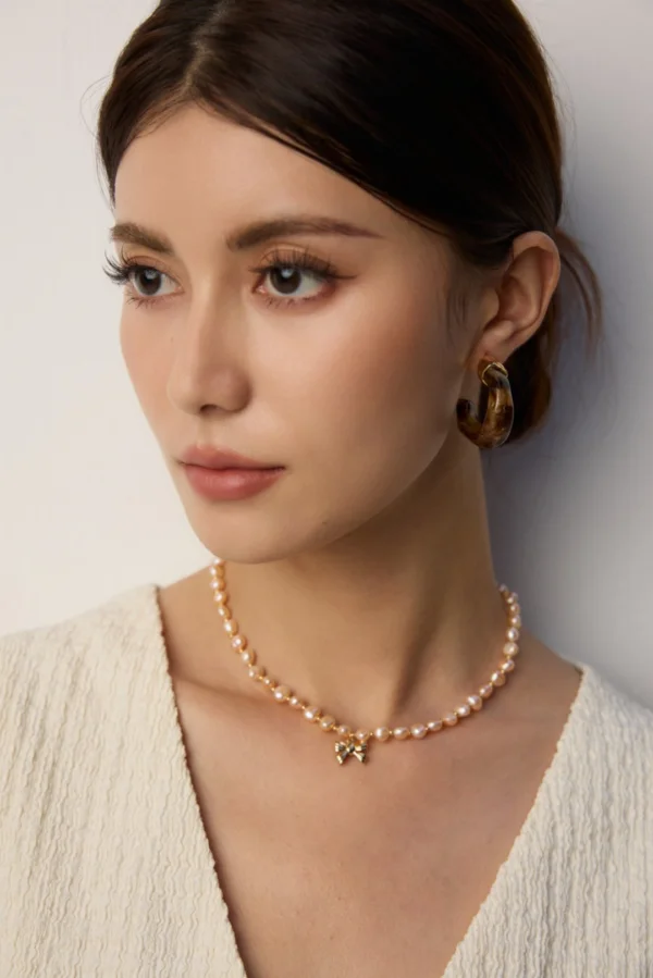 S925 silver natural baroque pearl necklace
