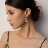 S925 silver retro design natural mother-of-pearl earrings