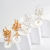 S925 silver retro design natural mother-of-pearl earrings