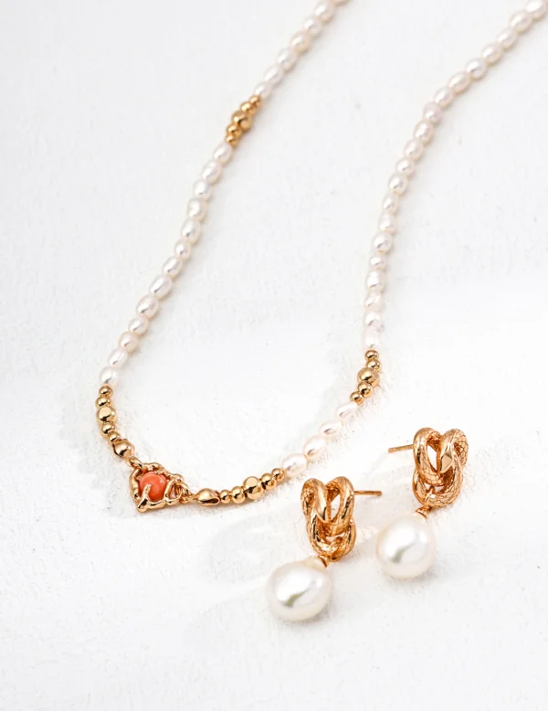S925 silver design vintage natural baroque pearl earrings