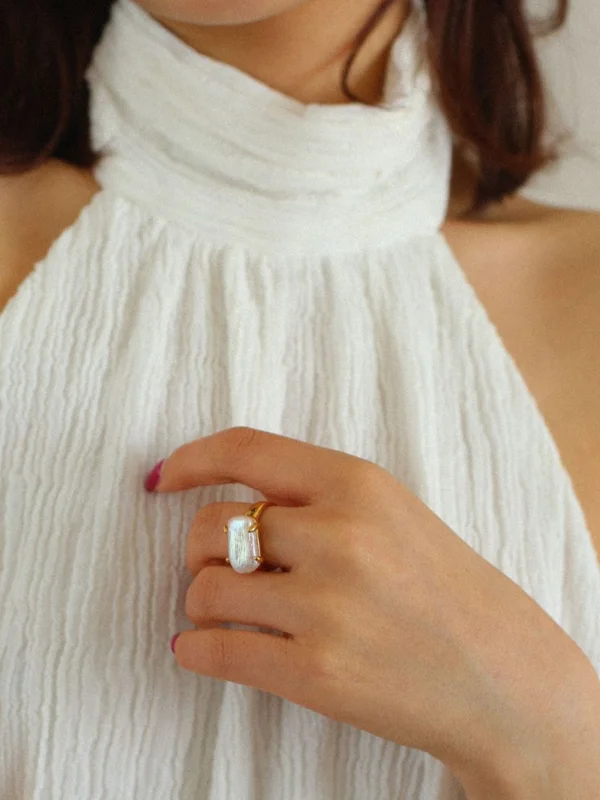 European and American style natural baroque pearl versatile open ring