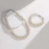 SKU-01-S004 White Freshwater Pearl Twist Braided Necklace & Bracelet (Purchase Individually)