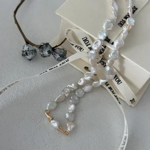 Pearl Necklace Gift Ready baroque pearl necklace with gift box and ribbon