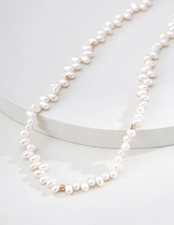 S925 Silver hallmark on clasp of Petal Rain Baroque Pearl Necklace