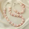 Color Pearl Twist Set color freshwater pearl twist braided necklace and bracelet set