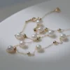 Gypsophila Bracelet Flat Lay – Silver gypsophila freshwater pearl bracelet sterling silver 14–18 cm