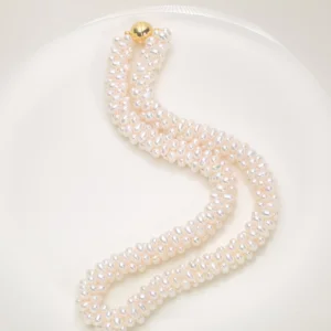 white freshwater pearl necklace with gold magnetic clasp