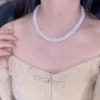 white freshwater pearl necklace 45cm worn at collarbone