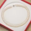 white freshwater pearl necklace in box with silver lantern clasp