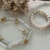 baroque freshwater pearl bracelet stacked with gold accents