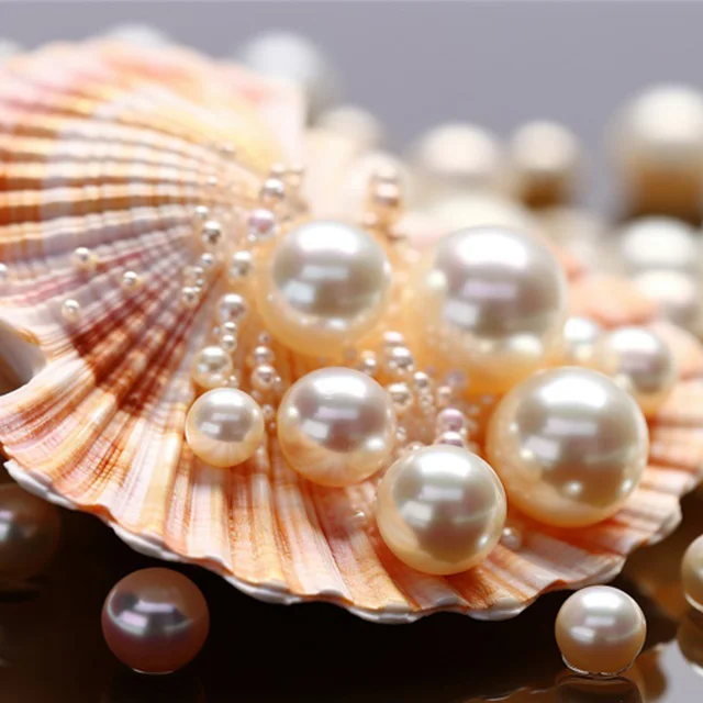 Freshwater pearls in a seashell representing the JouceyPearls brand story