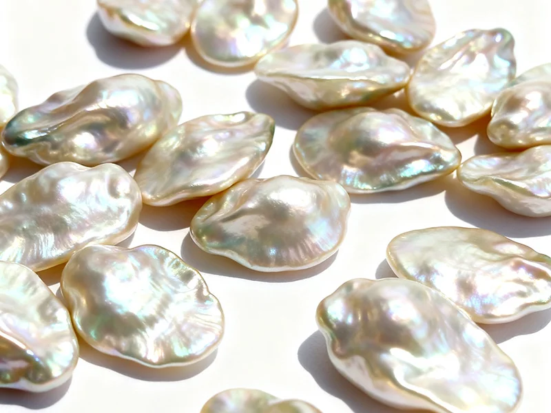 Natural baroque pearls with irregular organic shapes