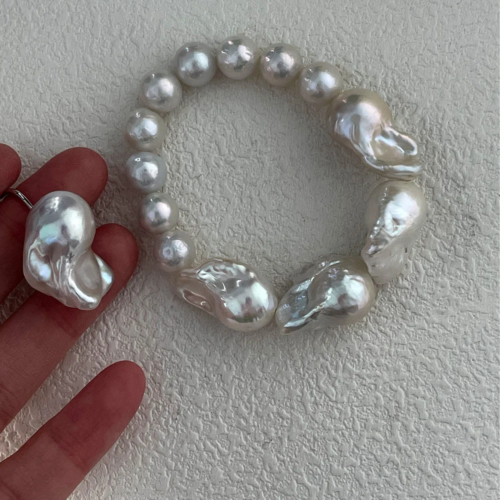 Freshwater baroque pearl bracelet with natural irregular pearls