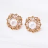 pearl stud earrings S925 silver gold Pearl stud earrings with natural pearls and gold-plated S925 sterling silver vintage filigree design