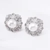 pearl stud earrings S925 silver platinum Pearl stud earrings with natural pearls and platinum-tone S925 sterling silver filigree design