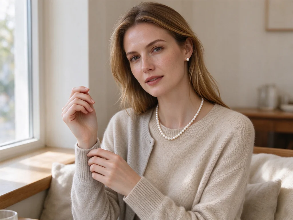Pearl Jewelry with Knitwear and Neutral Outfits